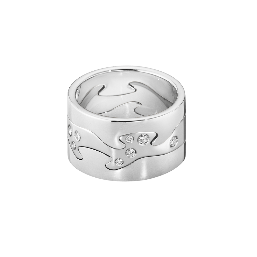 Fusion exclusive 3 piece white gold ring with diamonds | Georg Jensen