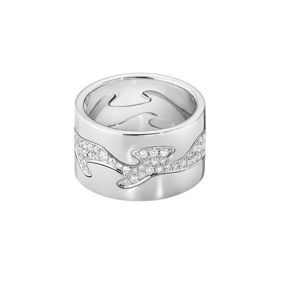 Fusion 3 piece ring in 18kt. white gold with brilliant cut