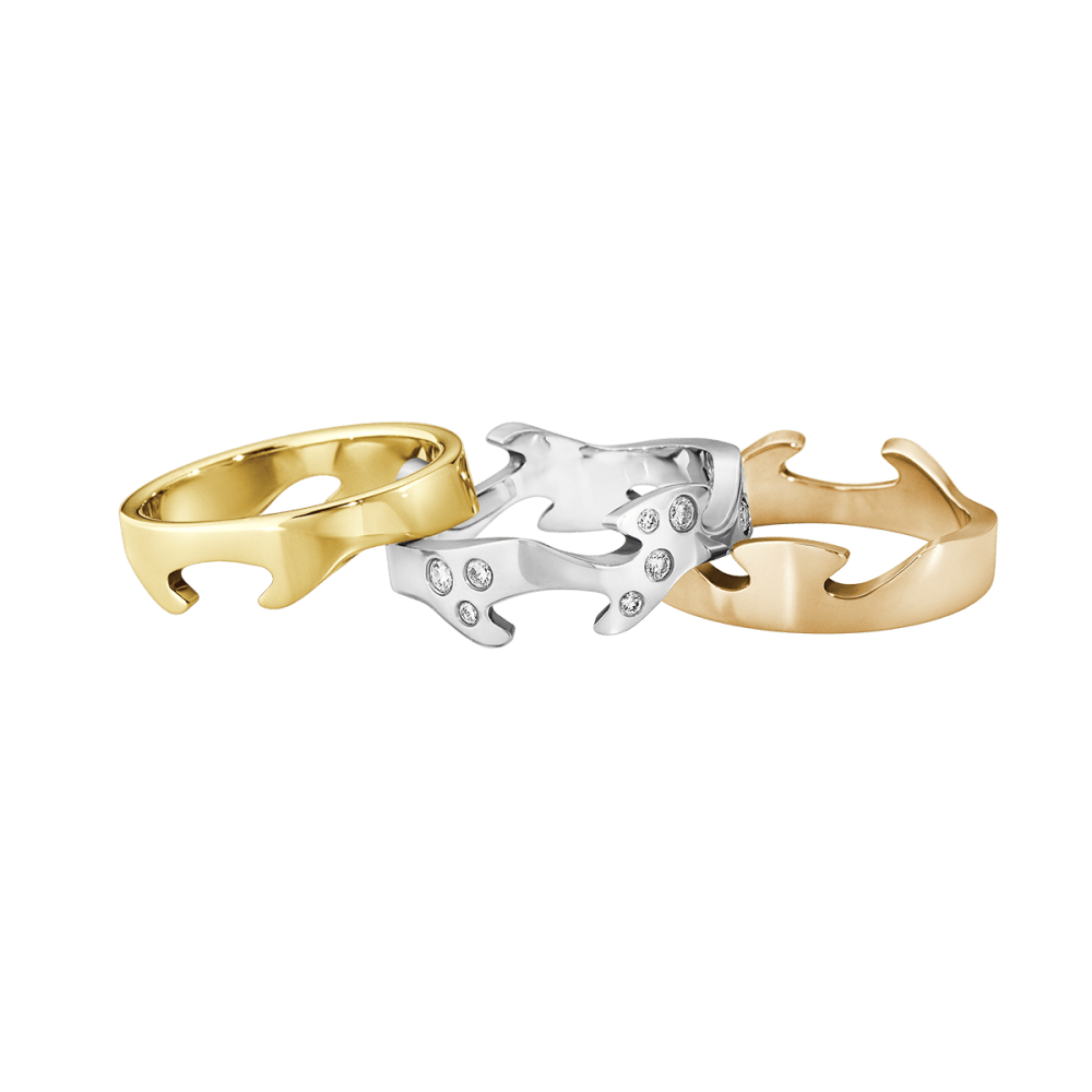 Fusion 3 piece 18kt. gold ring with brilliant cut diamonds | Georg Jensen