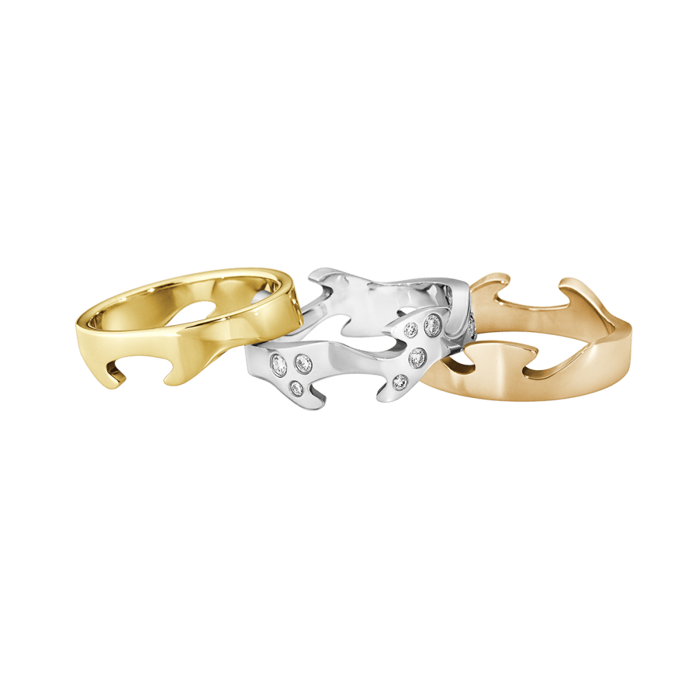 Fusion 3 piece 18kt. gold ring with brilliant cut diamonds | Georg