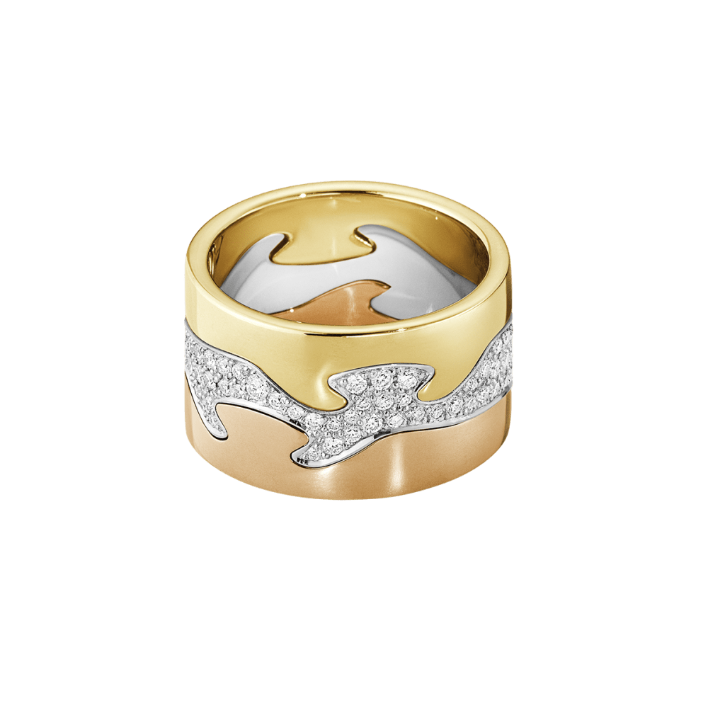 Fusion 3 piece 18kt. gold ring with diamonds | Georg Jensen