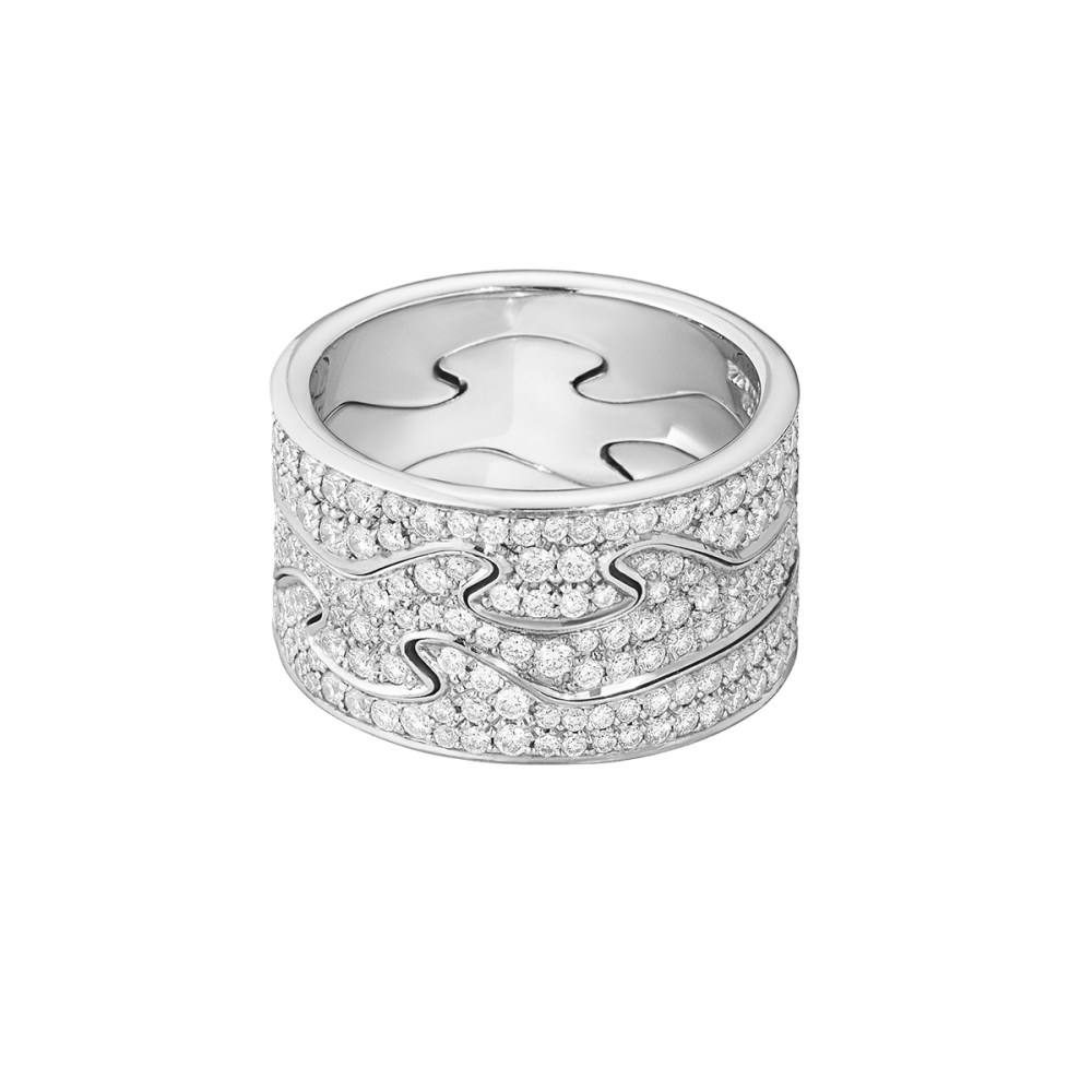 Fusion 3 piece ring in 18kt. white gold with diamonds | Georg Jensen