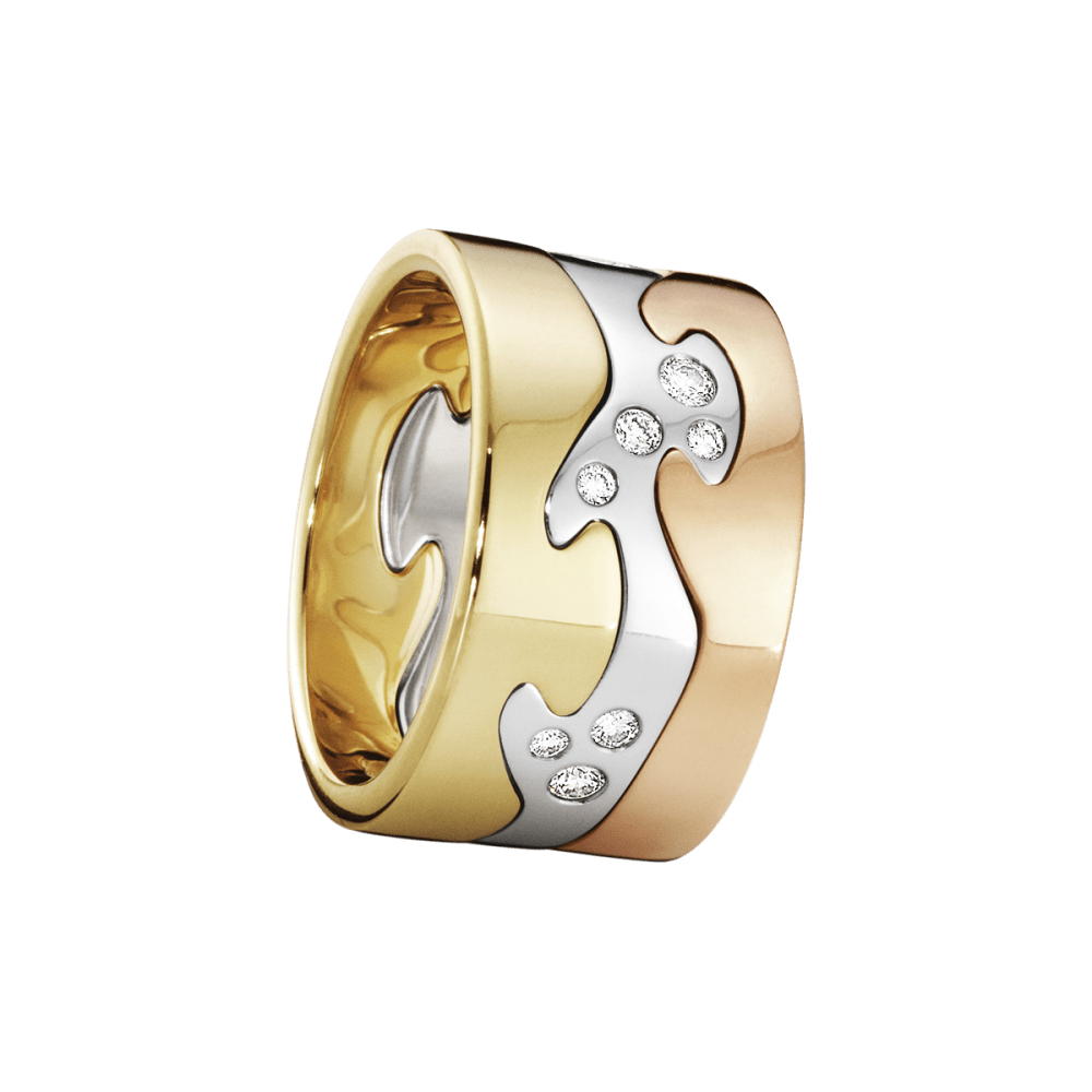 Fusion 3 piece 18kt. gold ring with brilliant cut diamonds Fusion 3 piece 18kt. gold ring with brilliant cut diamonds