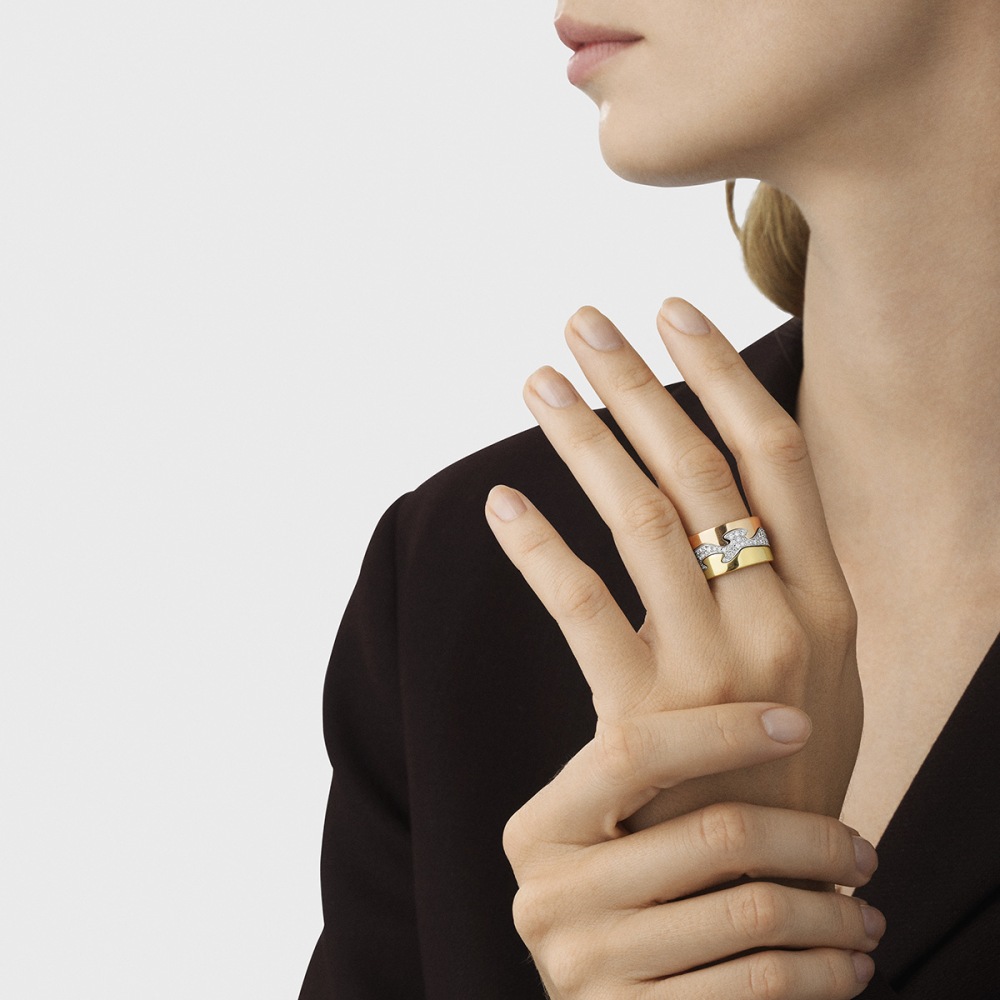 Fusion 3 piece 18kt. gold ring with diamonds | Georg Jensen