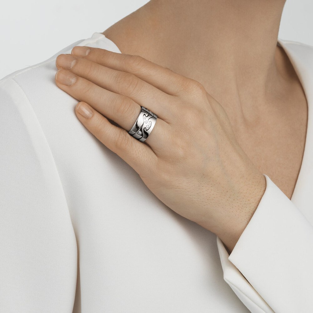 Fusion exclusive 3 piece white gold ring with diamonds | Georg Jensen