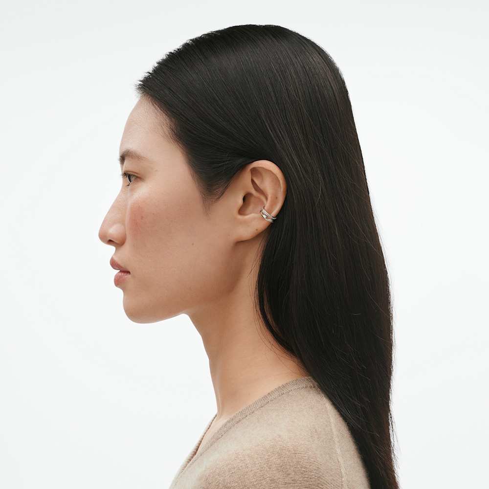 FUSION イヤーカフ - 18K ホワイトゴールド、パヴェセットダイヤモンド