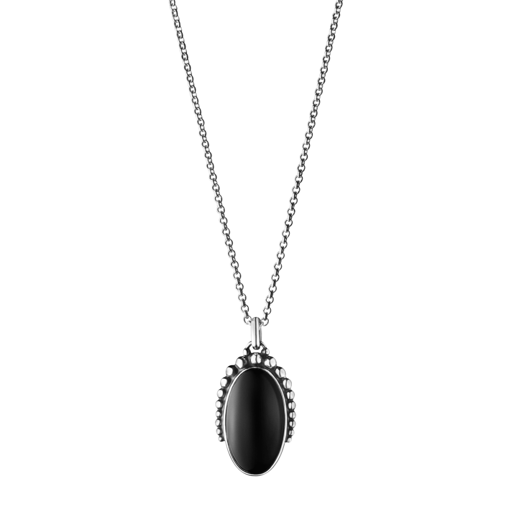 Moonlight Blossom pea chain and oval pendant with black onyx | Georg Jensen