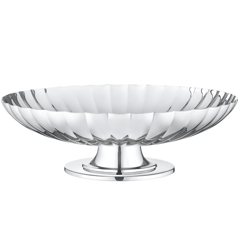 BERNADOTTE silver dish on stand in stainless steel | Georg Jensen