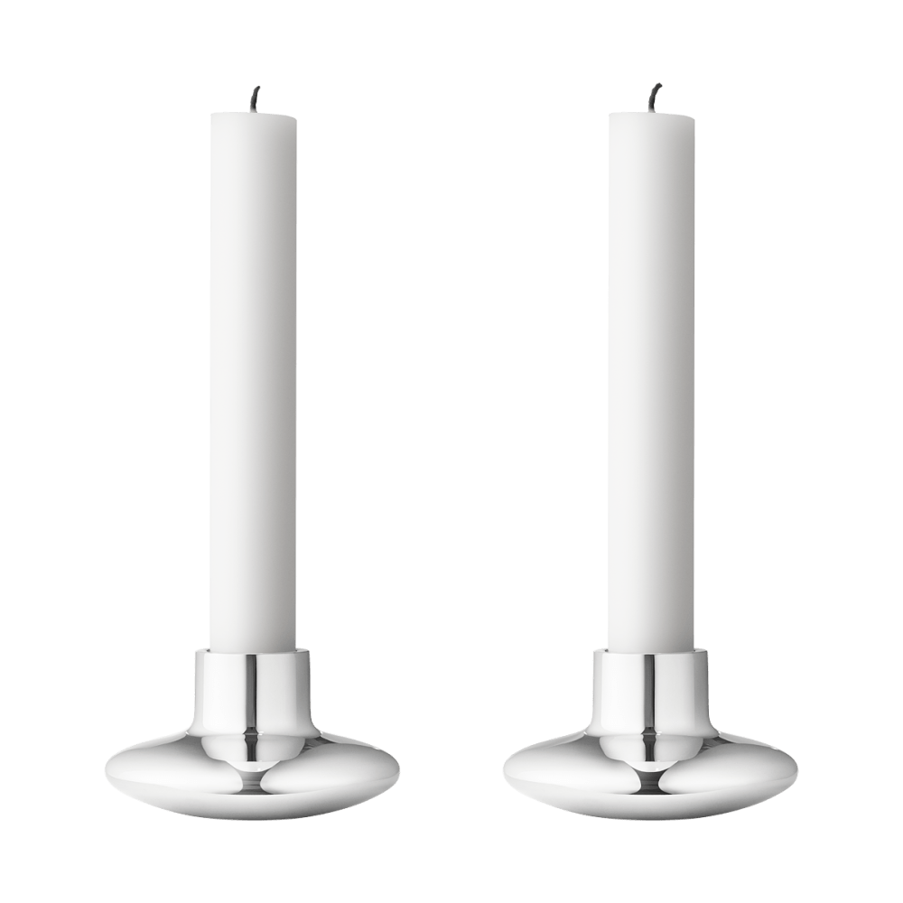 Koppel set of 2 stainless steel candleholders | Georg Jensen