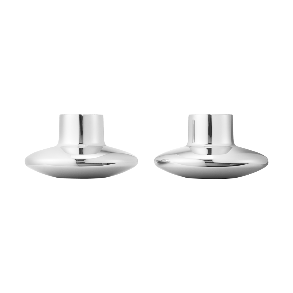 Koppel set of 2 stainless steel candleholders | Georg Jensen