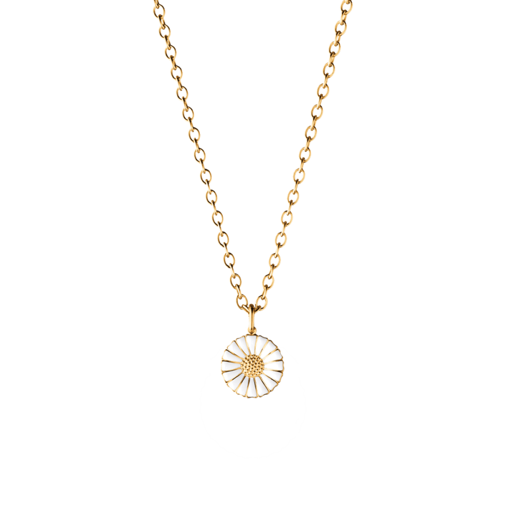 Daisy gold-plated 11mm pendant with white enamel I Georg Jensen