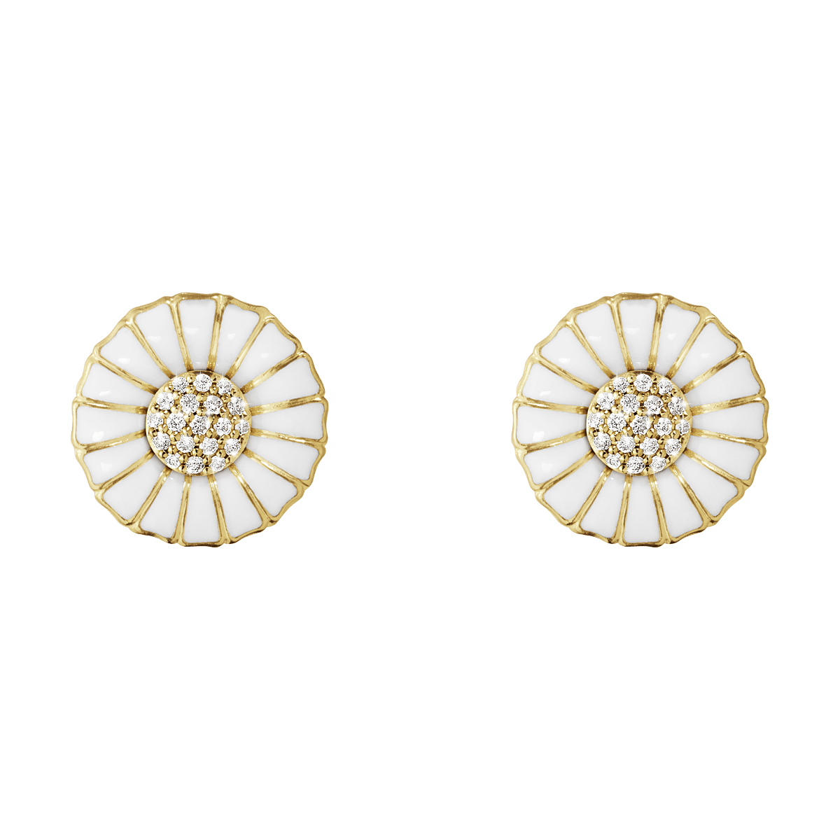 Daisy gold-plated and diamond earrings | Georg Jensen