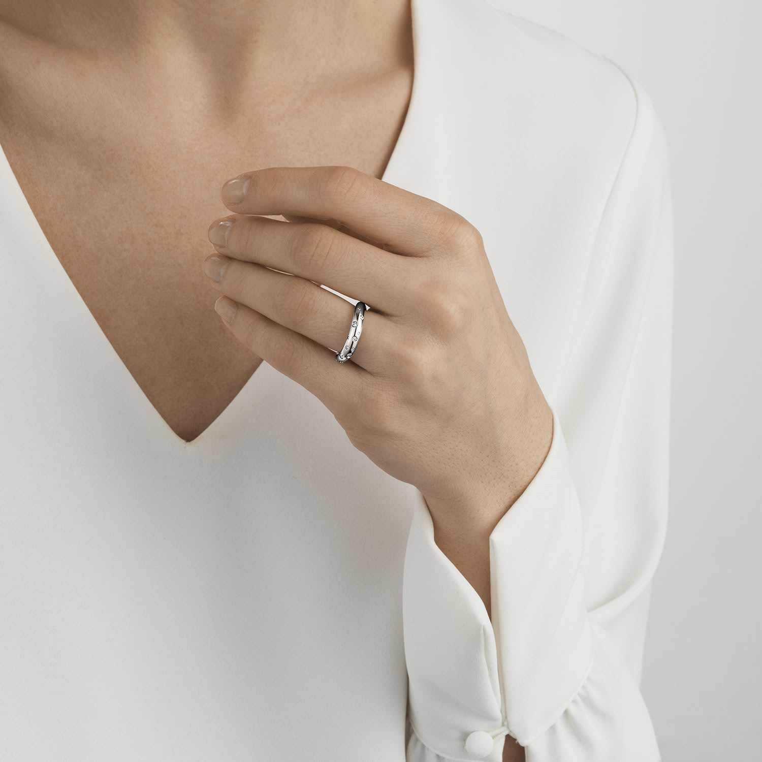Offspring silver and diamond ring for women | Georg Jensen Offspring silver and diamond ring for women | Georg Jensen