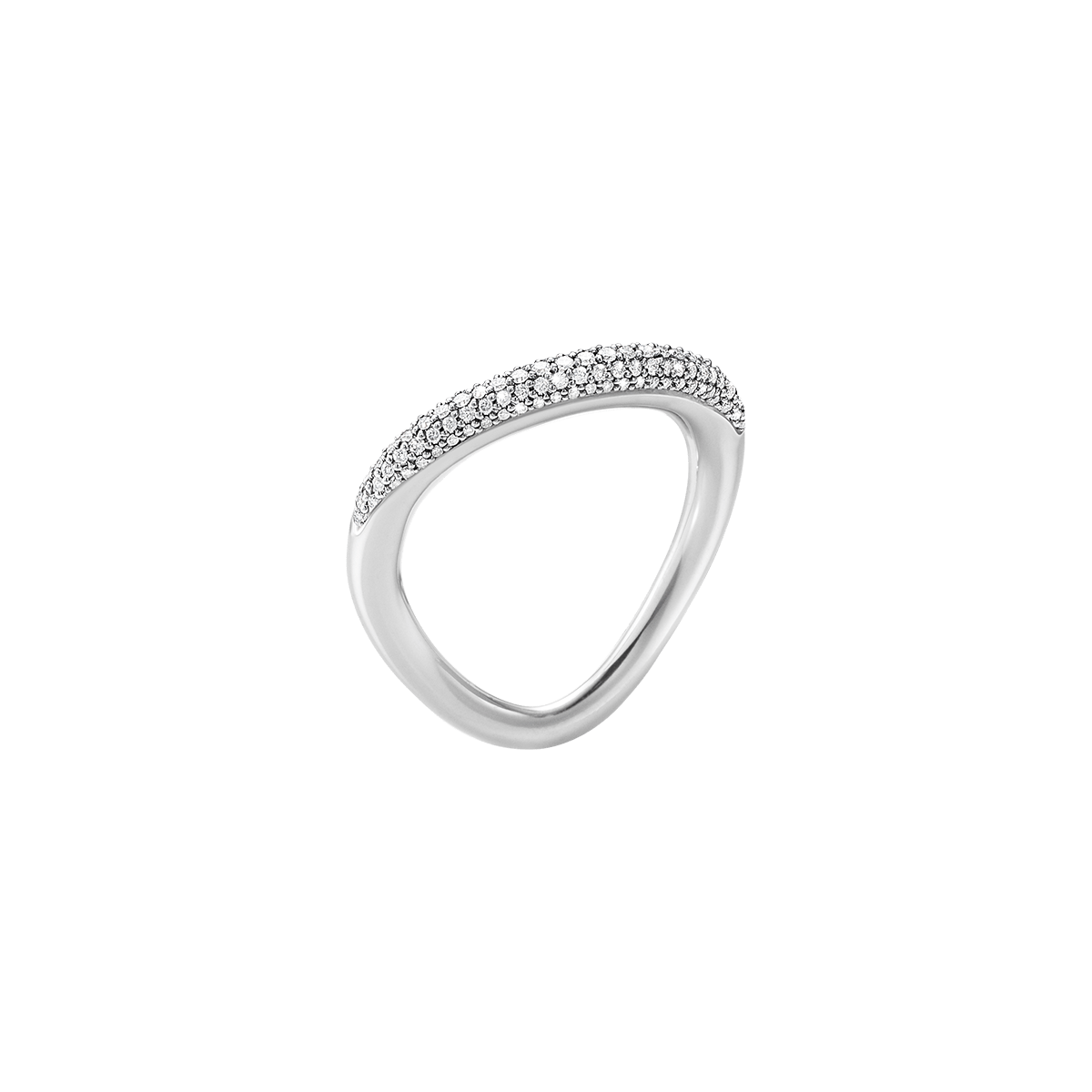 Offspring silver ring with pavé diamonds | Georg Jensen Offspring silver ring with pavé diamonds | Georg Jensen