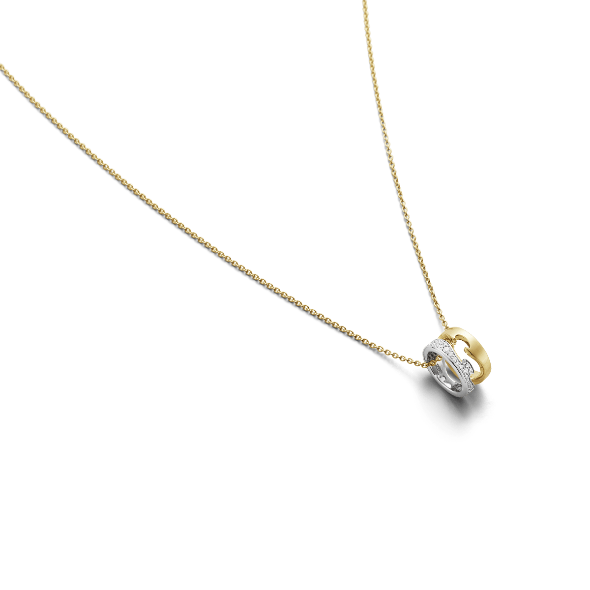 Fusion open pendant in 18kt yellow and white gold | Georg Jensen