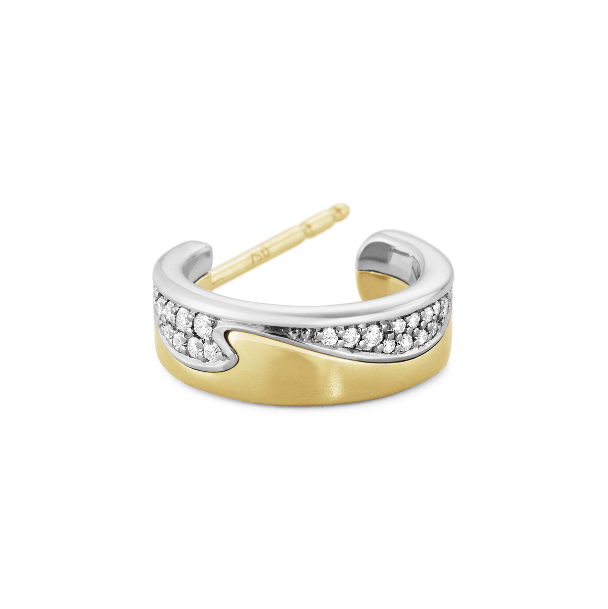 Fusion white and yellow gold earhoops with diamonds | Georg