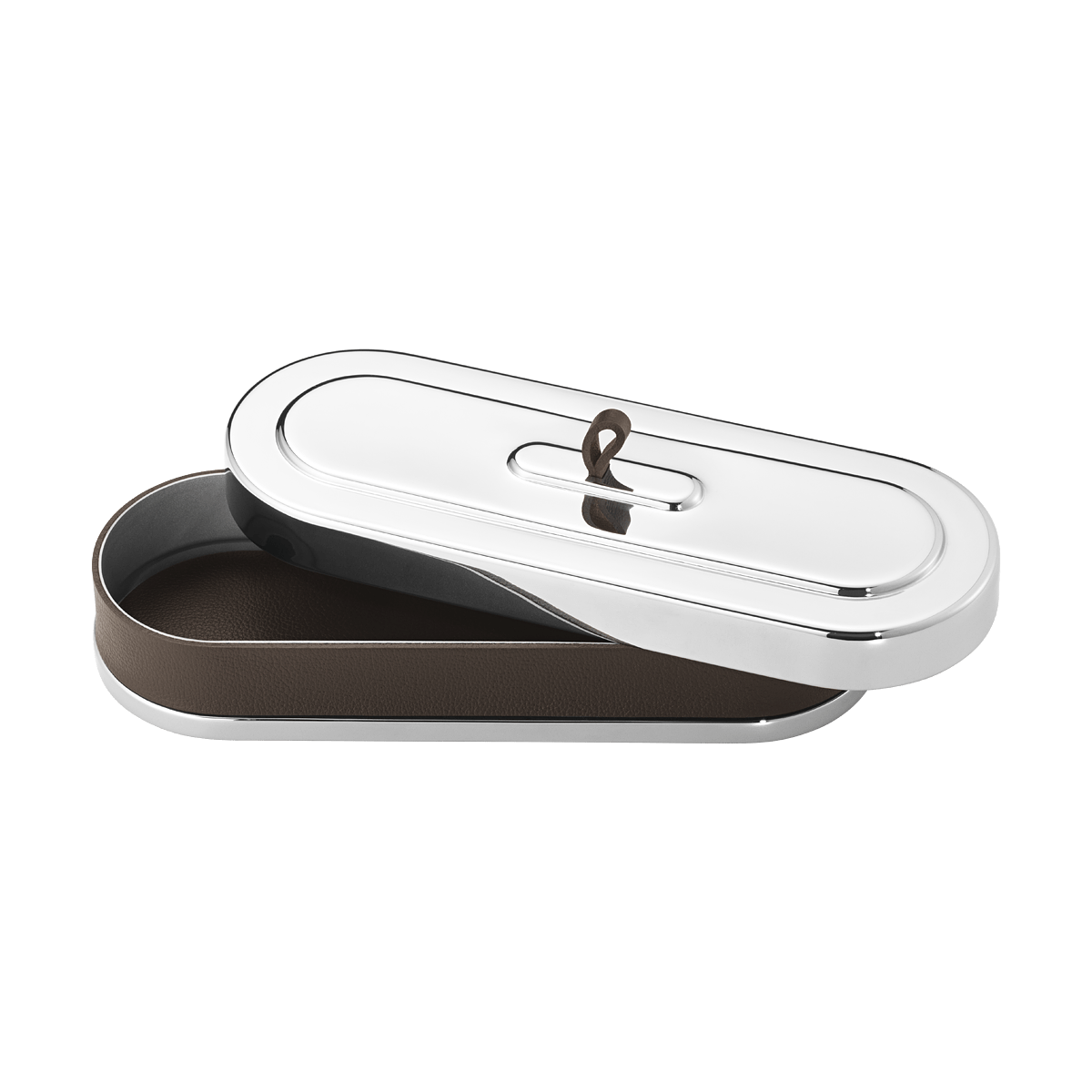 JanJan MANHATTAN Box, wide, in stainless steel and leather