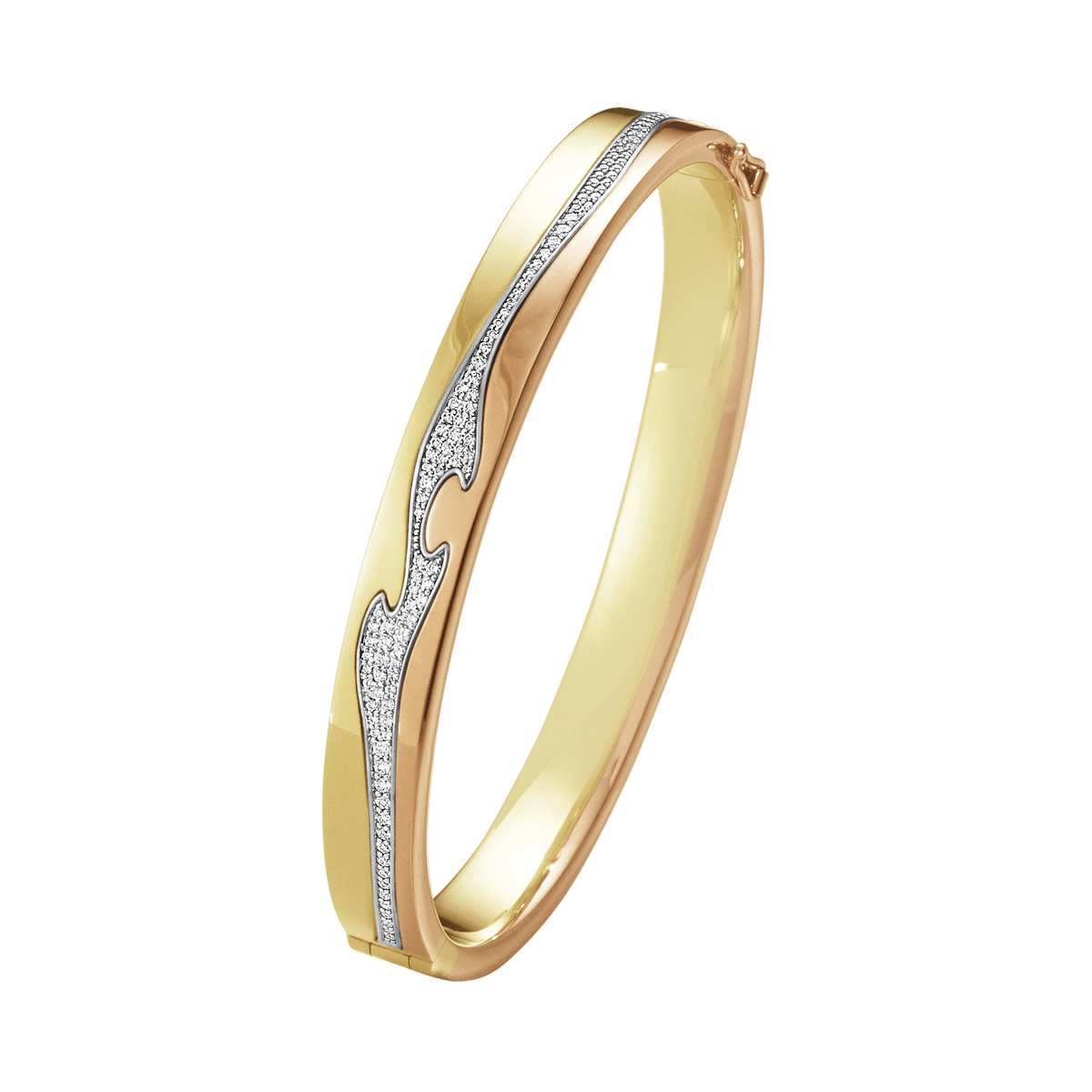 Fusion 18 Kt. yellow gold bangle with white diamonds | Georg Jensen