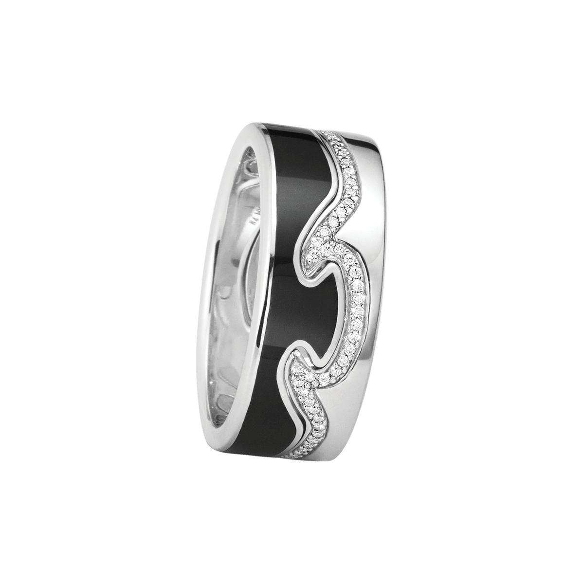 Fusion Ring in 18kt white gold brilliant cut diamonds and Hyceram