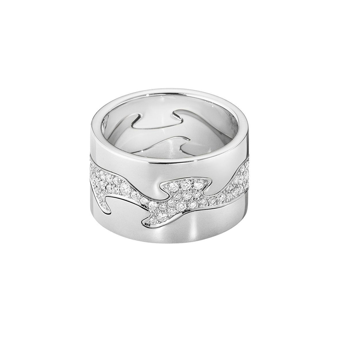 Fusion 3 piece ring in 18kt. white gold with brilliant cut ...