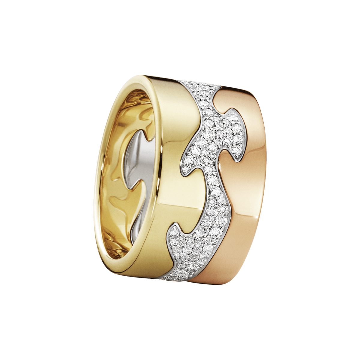 Fusion 3 piece 18kt. gold ring with diamonds | Georg Jensen