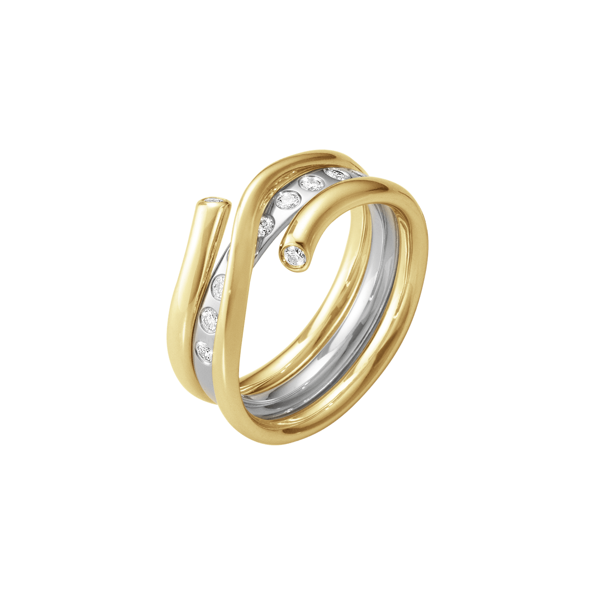 Magic ring combination of silver and gold with diamonds | Georg Jensenダイヤモンド合計015ct寸法