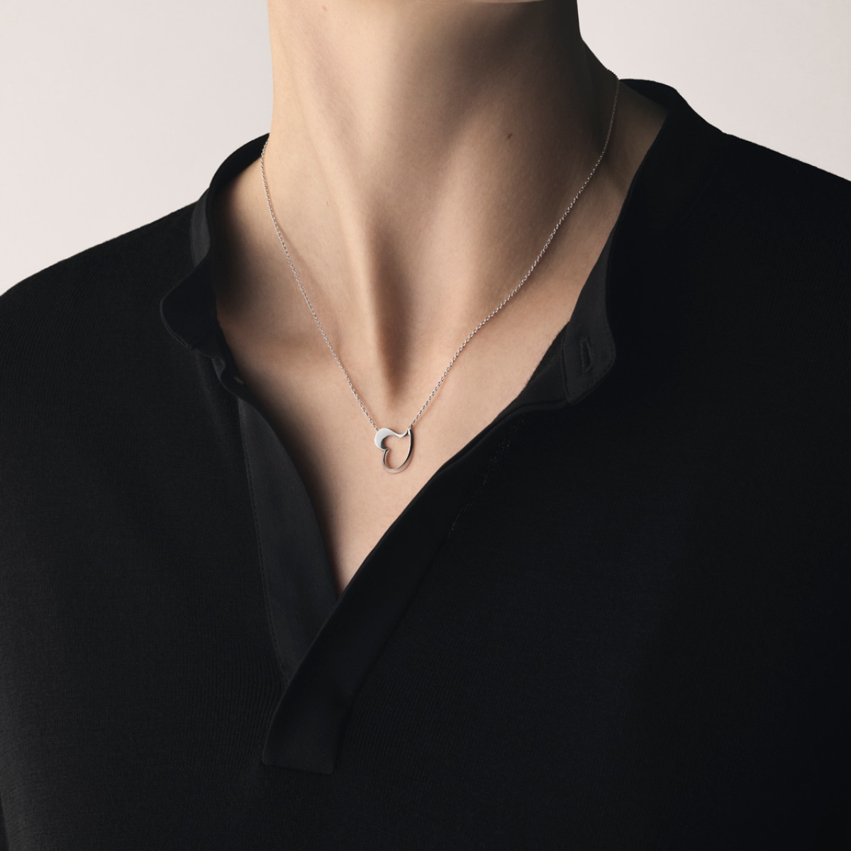 Georg Jensen Hidden Heart Sterling Silver Pendant Necklace