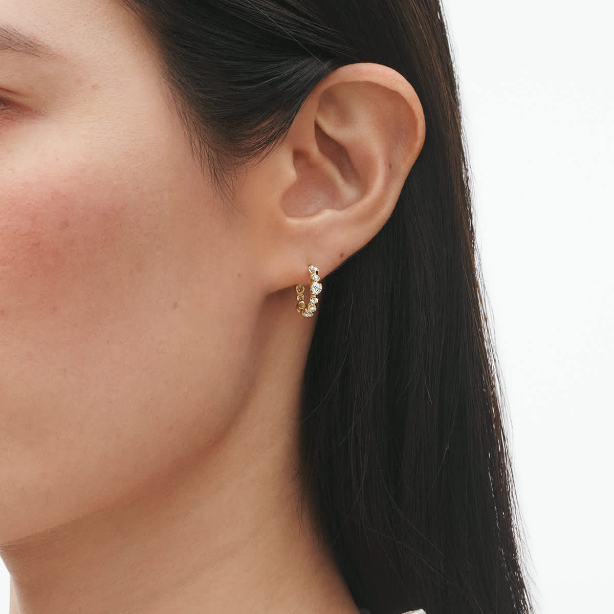 GEORG JENSEN SIGNATURE DIAMONDS イヤーフープ - 18Kゴールド