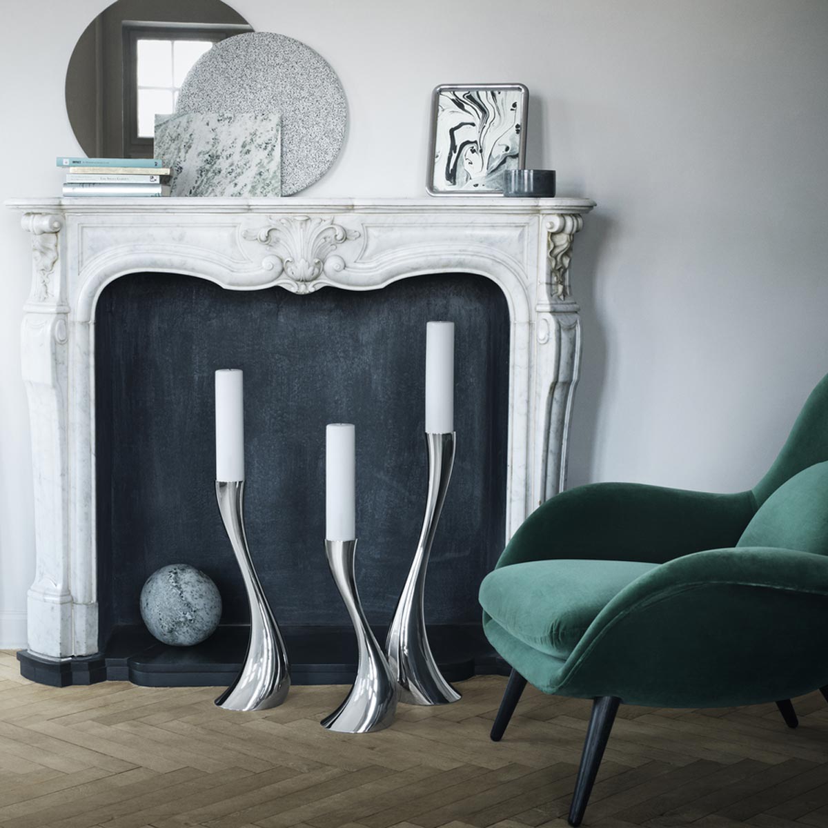 COBRA floor candleholder in stainless steel small Georg Jensen