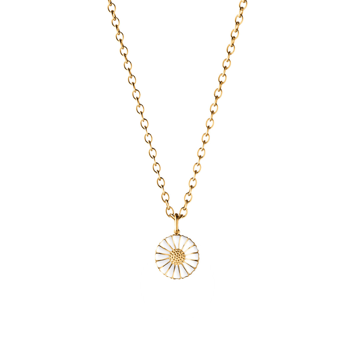 Daisy gold-plated 11mm pendant with white enamel I Georg Jensen