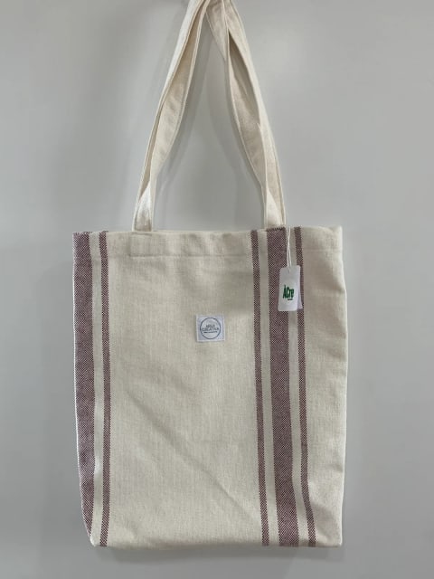TOTE bag lona cru ratlla granate