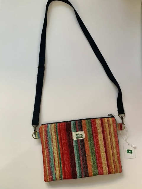Bolso LU, lona ratlles vermelles difuminades