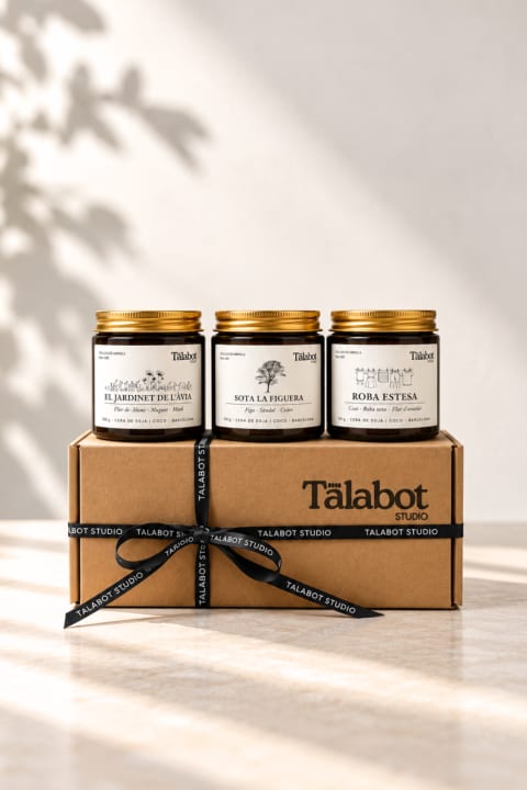 Pack de regal d'espelmes aromàtiques · Arrels Petites Històries