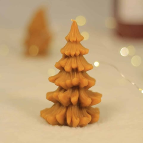 Espelma de cera d'abella en forma d'arbre de Nadal