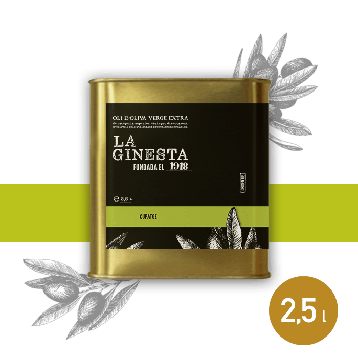 LA GINESTA Llauna Oli d’Oliva Verge Extra (2,5 litres) · CUPATGE