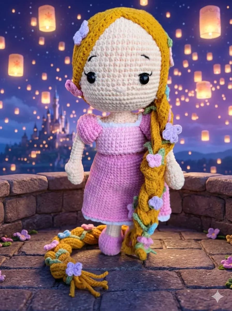 Nina Princesa Rapunzel Amigurumi