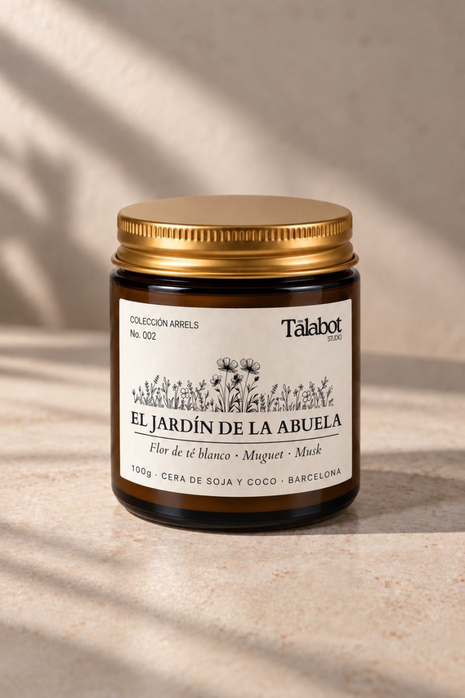 Espelma aromàtica El Jardinet de l'Àvia · 100 g · Etiqueta en castellà