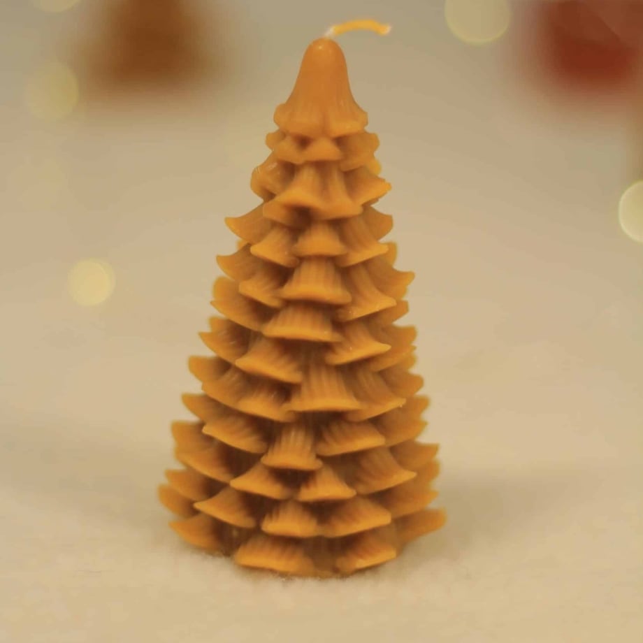 Espelma de cera d'abella en forma d'arbre de Nadal (model 2)