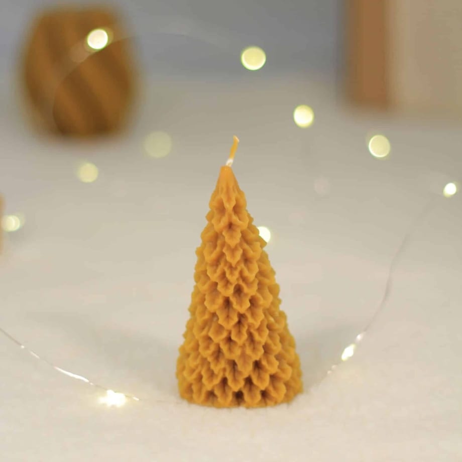 Espelma de cera d'abella en forma d'arbre de Nadal (model 3)
