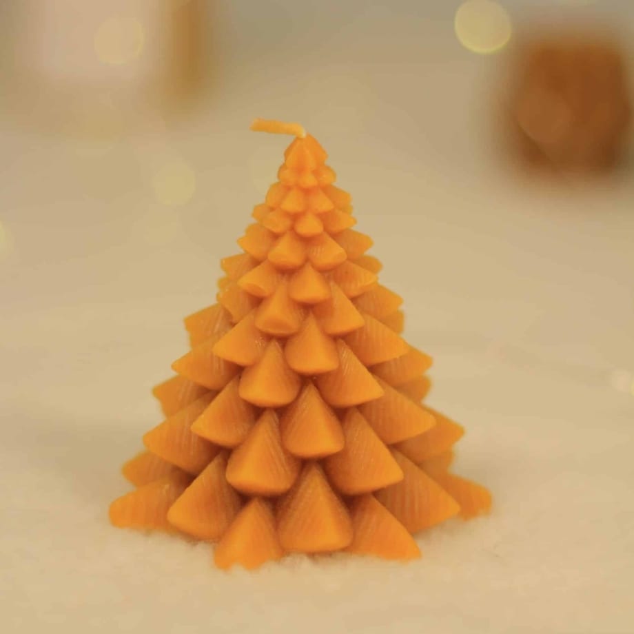 Espelma de cera d'abella en forma d'arbre de Nadal (model 4)
