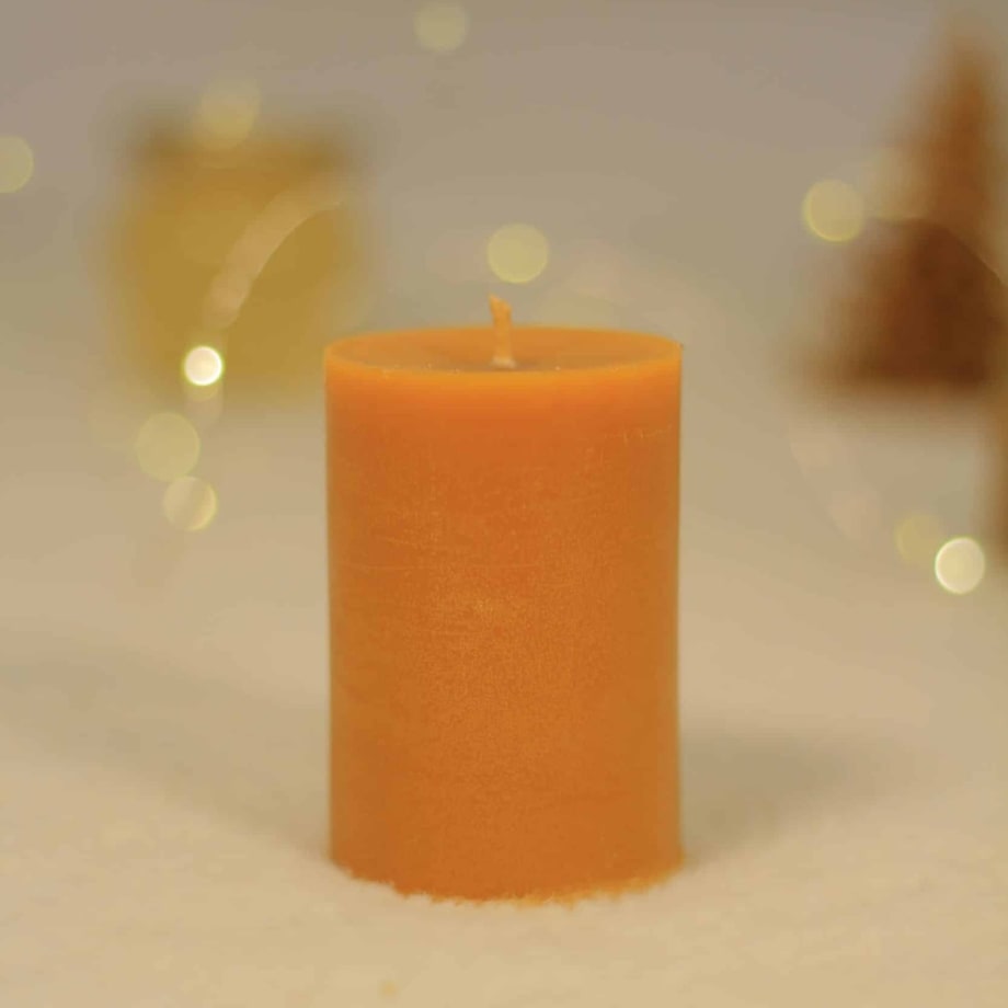 Vela de cera de abeja cilíndrica pequeña
