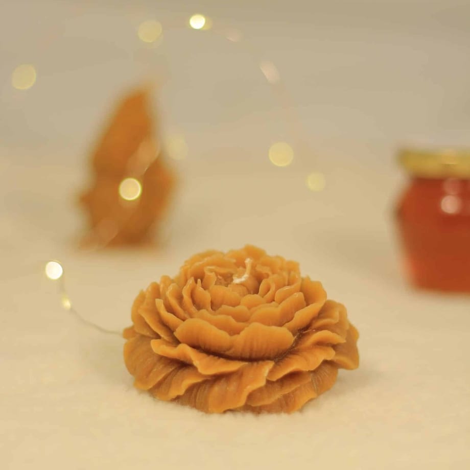 Rose beeswax candle