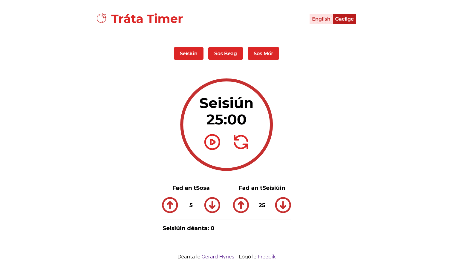 Screenshot of Tráta Timer app