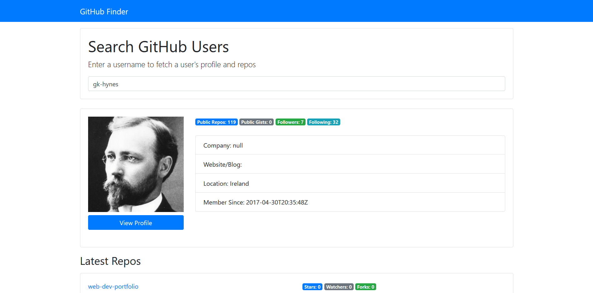 Github Profile Finder