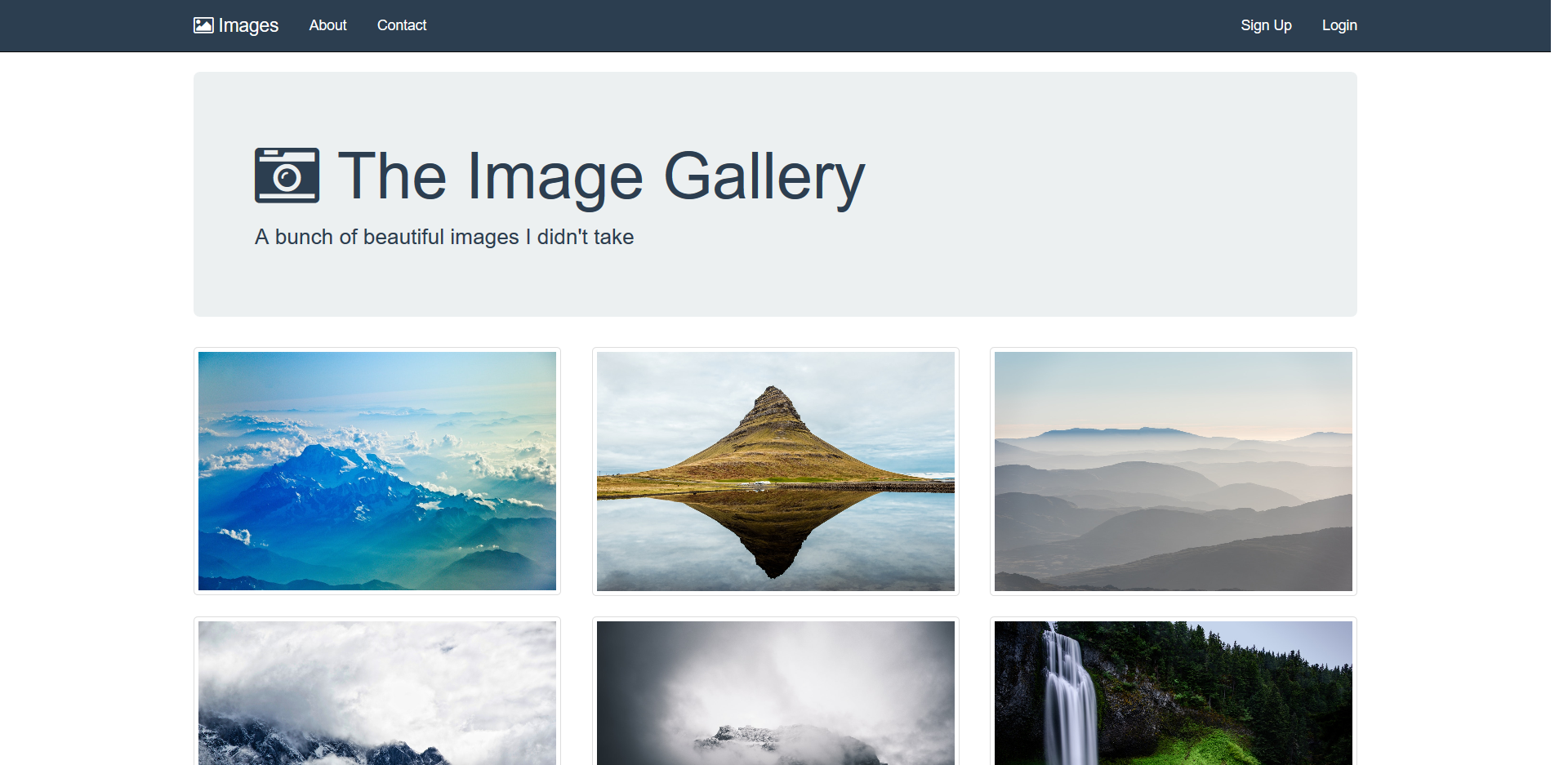 Screenshot of the image gallery page