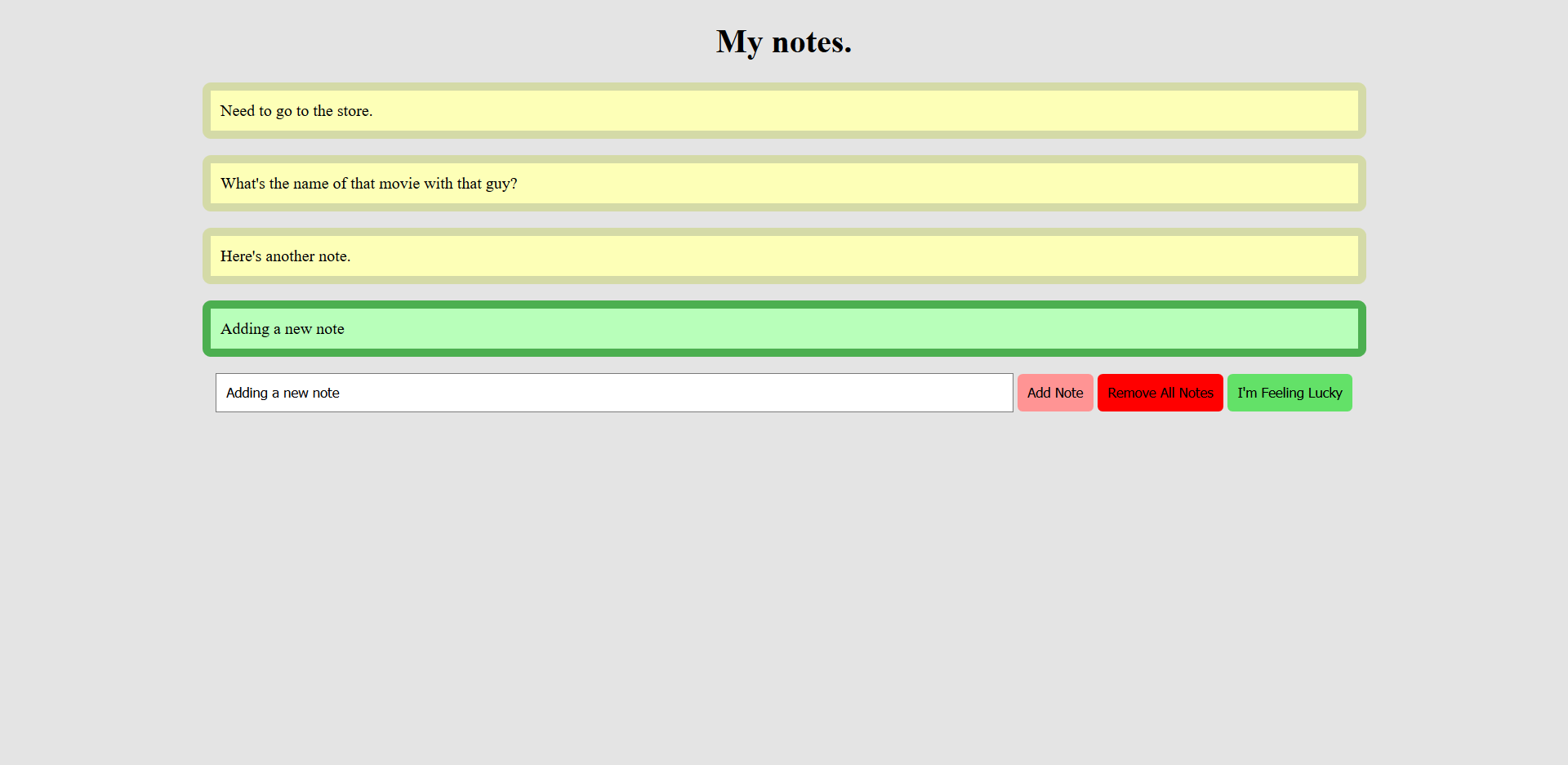Screenshot of d3 Notes App