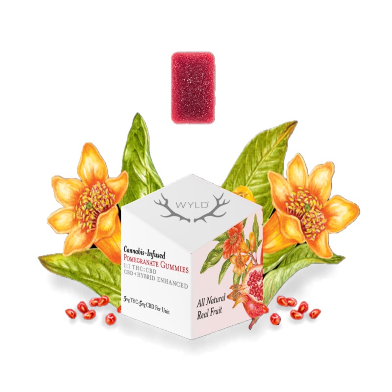 Real Fruit Pomegranate Gummies  5mg THC/5mg CBD (2)