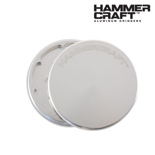 HAMMERCRAFT 2PC LOGO ALUMINUM GRINDERS  Silver, Large  HAMMERCRAFT 2PC LOGO ALUMINUM GRINDERS  Silver Large