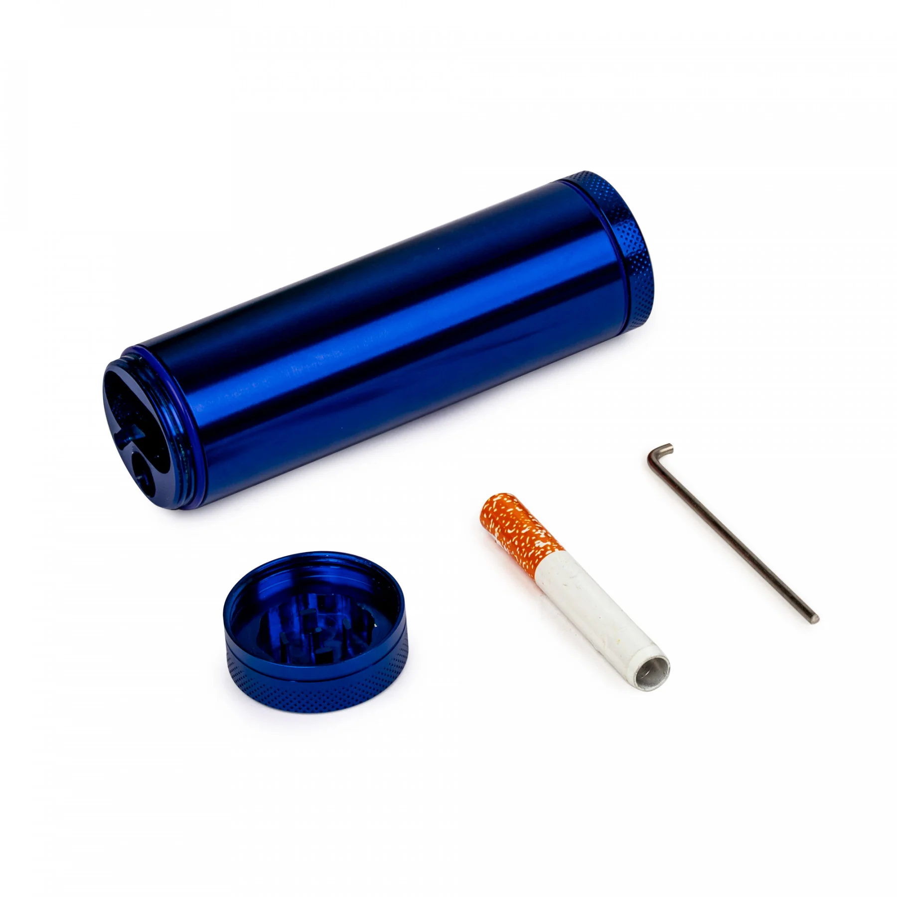 Blue Metal Dugout w/grinder and cig bat  Blue Metal Dugout w/grinder and cig bat