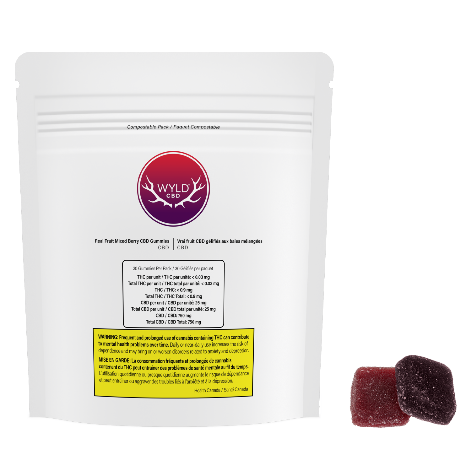 Real Fruit Mixed Berry CBD Gummies  25mg (30)